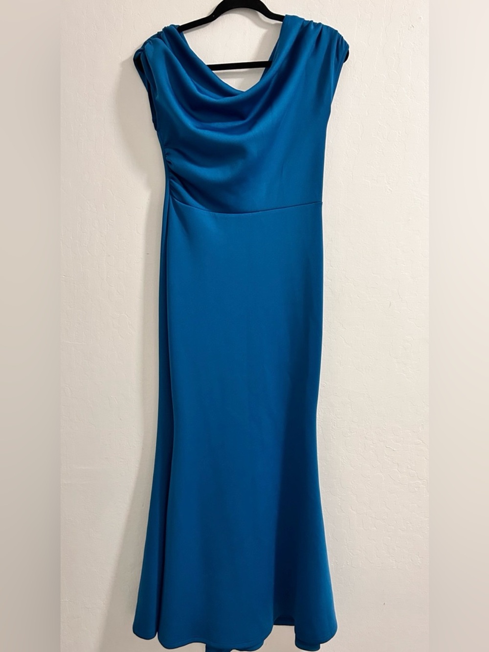 Sleeveless Cowl Neck Maxi Dress in Teal Blue